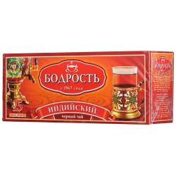 Чай, Бодрость 2 г 25 шт индийский черный пакетики с ярлычками